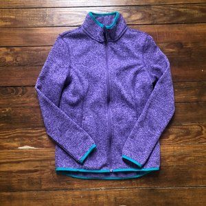 Purple Fleece Jacket, Green Piping, XS
